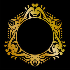 Premium round gold ornament vector illustration, gold invitation decoration. gold mandala ornament