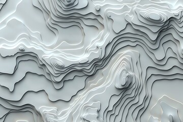 Obraz premium A topographic contour map in shades of gray, symbolizing mountains and valleys