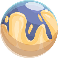 Round toxic planet with yellow and blue liquid surface is polluting the environment