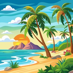 Fototapeta premium tropical island with palm trees