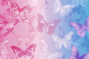 Fototapeta premium Background with gradient pink and blue butterflies