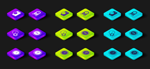 Set Clock, 24 hours, Time management, Morning time, Antique clock and Alarm app mobile icon. Vector