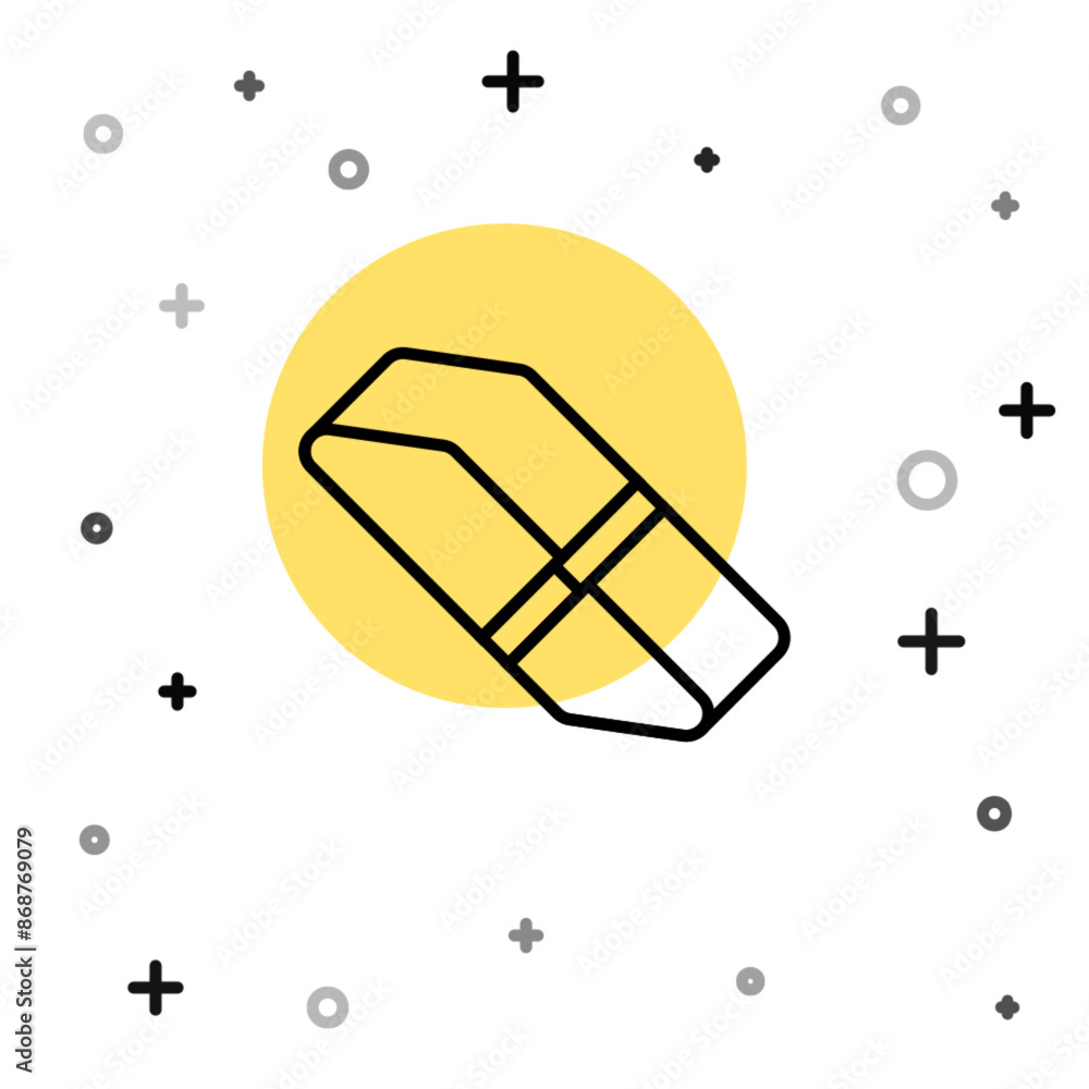 Poster black line eraser or rubber icon isolated on white background. random dynamic shapes. vector