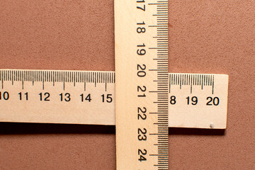 Composition with school wooden measuring ruler