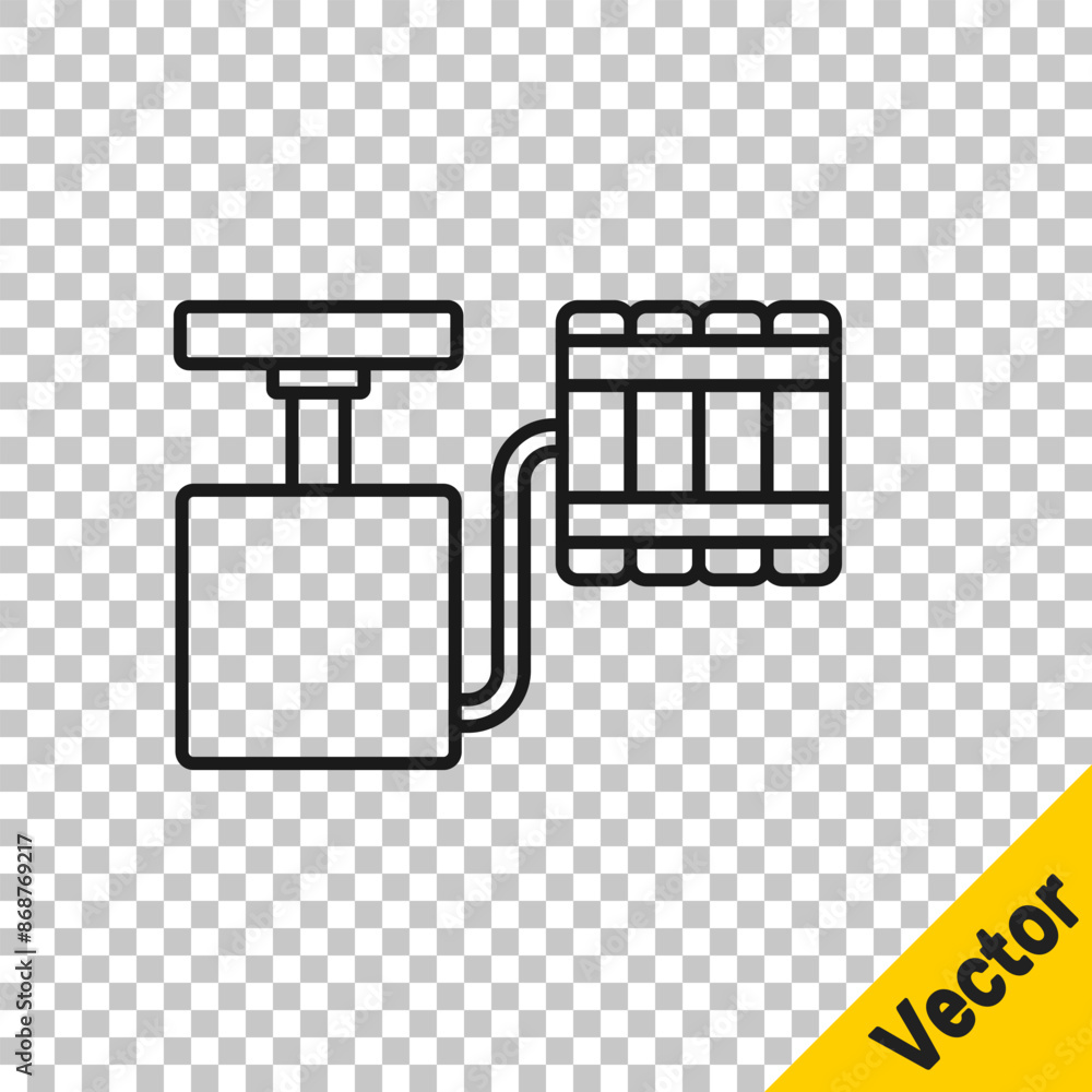 Aufkleber black line handle detonator for dynamite icon isolated on transparent background. vector