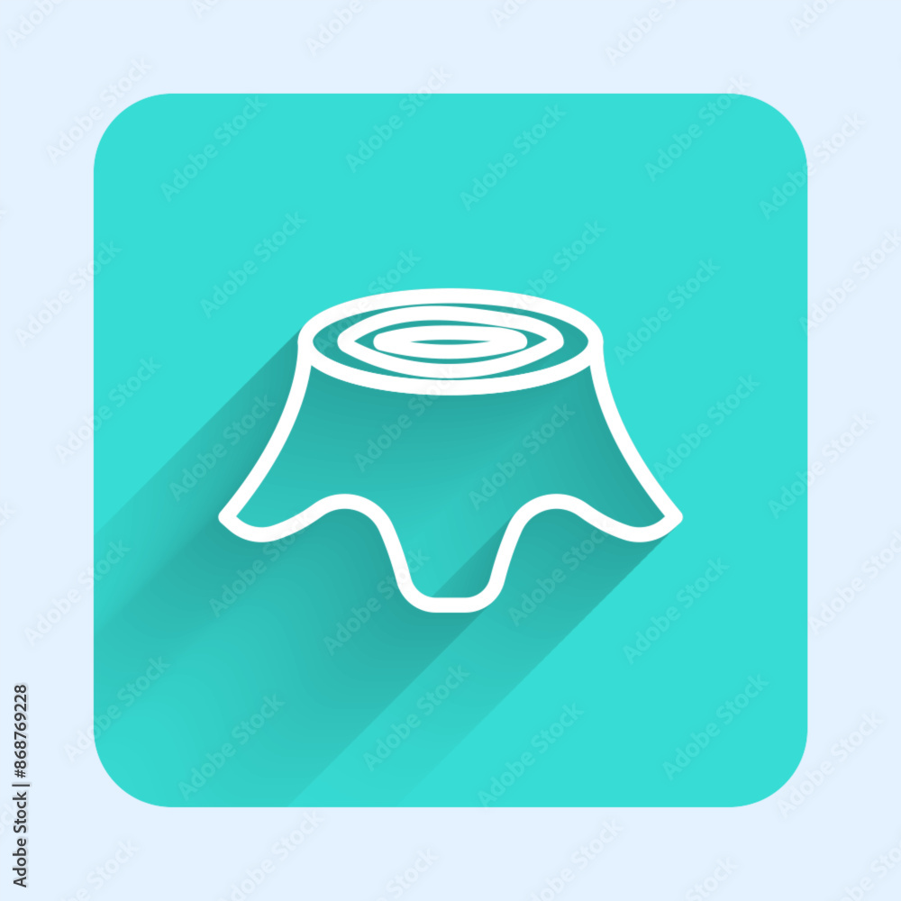 Aufkleber white line tree stump icon isolated with long shadow background. green square button. vector