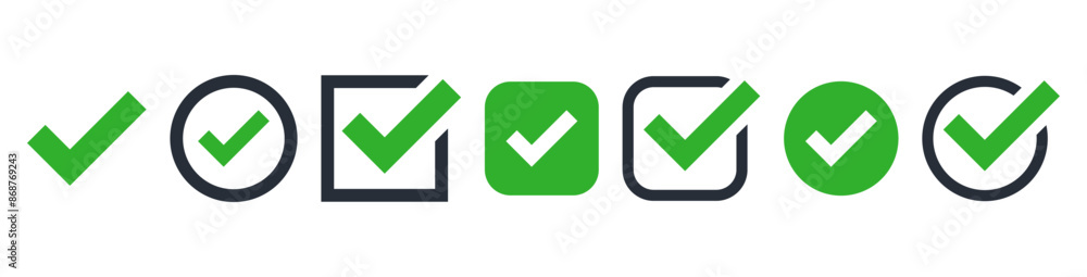 Aufkleber check box icon with correct, accept checkmark icons tick box checked, check list square frame - checkbox symbol approved sign