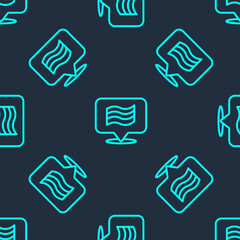 Green line Flag Of Egypt icon isolated seamless pattern on blue background. Vector