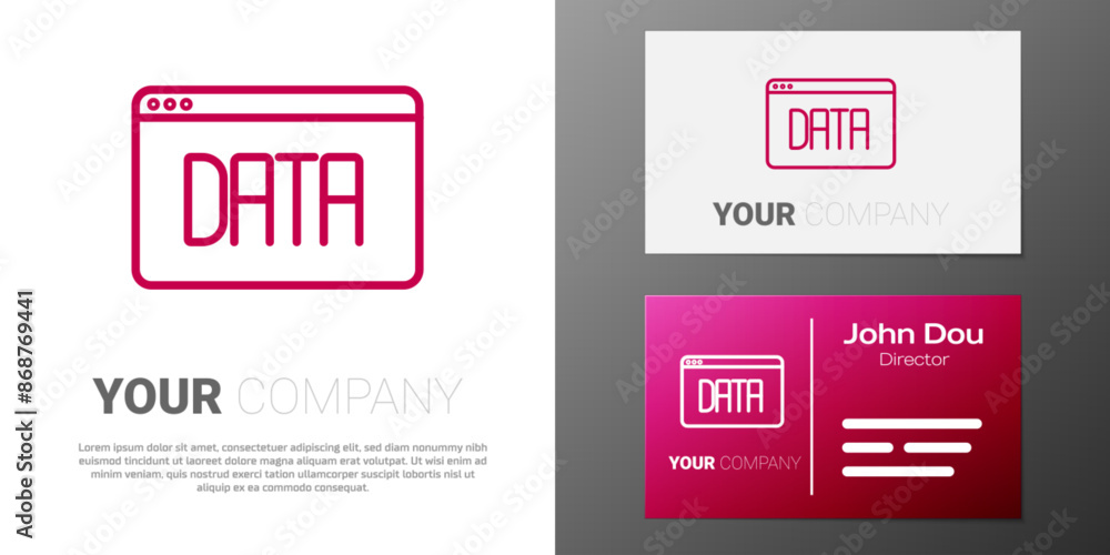 Poster logotype line data analysis icon isolated on white background. business data analysis process, stati