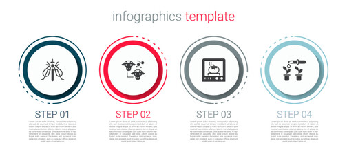 Set Experimental insect, Cloning, 3D printing technology and Pipette and plant. Business infographic template. Vector