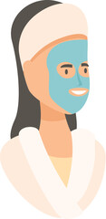 Obraz premium Beautician is wearing a blue cosmetic face mask and smiling while enjoying a spa treatment