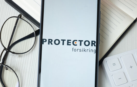 New York, USA - 21 June 2024: Protector Forsikring Logo on Phone Screen, Company Icon