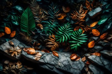 Fototapeta premium Abstract quartzite stone organic nature leaves wallpaper background.