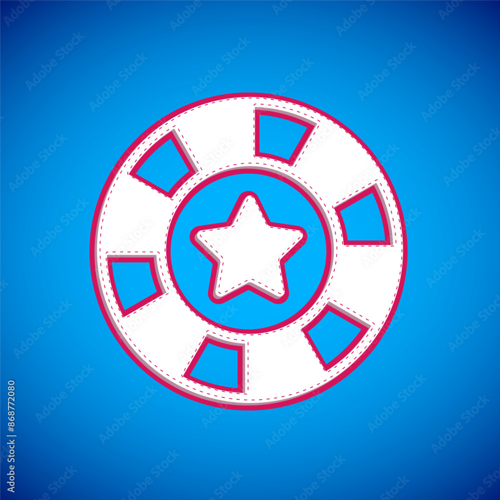 Canvas Prints White Casino chips icon isolated on blue background. Casino gambling. Vector