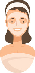 Obraz premium Beautiful young woman is wearing a white cosmetic face mask and smiling