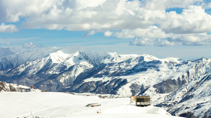 Snowy mountain peaks, Gudauri, Georgia