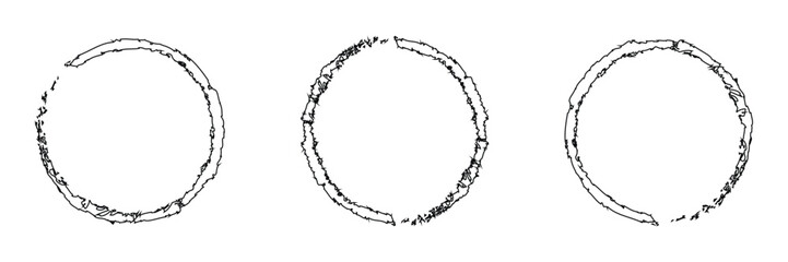 Fototapeta premium sets Grunge circle and Ellipse frames. Set of black ink ball. Collection of Ellipse borders and circle stamp imprints. Isolated on white background.
