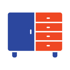 Bedside dresser vector icon. Chest of drawer