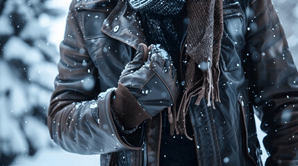 "The Ultimate Guide Of Leather Jackets From 1920s To 2024 Ace" 1 Man's winter outfit with leather jacket and scarf