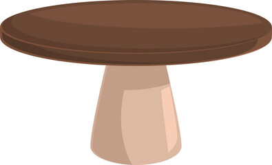 Big brown round tabletop standing on one leg is resembling a mushroom, perfect for fantasy or interior design illustrations