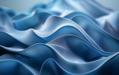 Fototapeta premium Abstract Blue Fabric Waves With Soft Texture