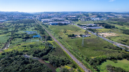 Aerial view of the city of Mogi das Cruzes, S&atilde;o Paulo, Brazil.