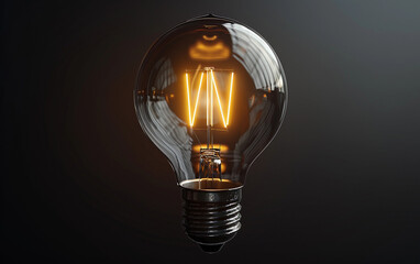 A Lit Vintage Light Bulb On A Dark Background