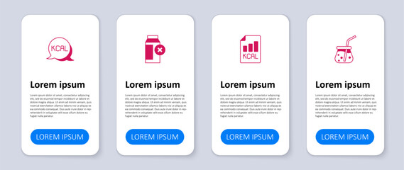 Set Fresh smoothie, Diet plan, Lactose intolerance and Kcal. Business infographic template. Vector
