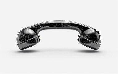Black Vintage Phone Handset Isolated on White Background