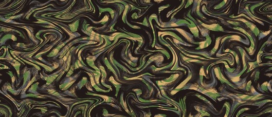 Fototapeta premium Seamless abstract pattern. Simple background with yellow, green, black texture. Digital brush strokes background. Design for textile fabrics, wrapping paper, background, wallpaper, cover.