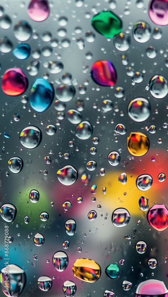 Poster colorful abstract background with water drops and blurred objects