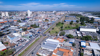 Naklejka premium Aerial view of the city of Mogi das Cruzes, São Paulo, Brazil.