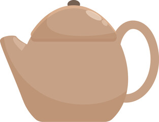 Simple illustration of a brown ceramic teapot standing on a white background