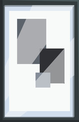 Illustration of a modern black frame showing abstract geometric shapes, perfect for minimalist and contemporary design projects