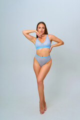 Fototapeta premium girl in underwear on a white background