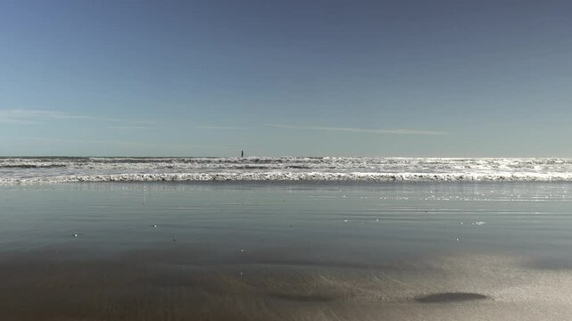 Deserted sandy beach Grande Motte, France