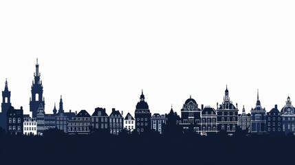 Fototapeta premium Silhouette of Lille skyline with historic architecture and landmarks, ideal for travel and tourism promotions
