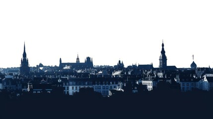 Obraz premium Lille skyline silhouette at dusk with historic architectural landmarks and clear sky background