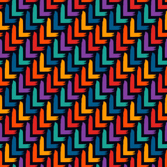 Paint brush seamless pattern. Freehand grunge design background. Diagonal parquet tile flooring motif ornament. Trendy handdrawn geometric print. Modern artistic hand drawn abstract vector wallpaper