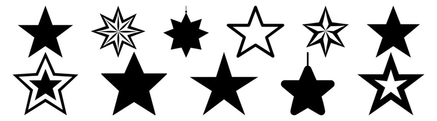 Star christmas tree silhouette set vector design big pack of illustration and icon