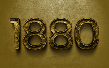 3D dark golden number design of 1880 on cracked golden background.