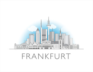 Fototapeta premium Frankfurt City cityscape illustration skyline drawing