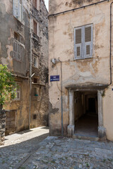 Fototapeta premium Detail of alleyways in the town of Corte Corse France