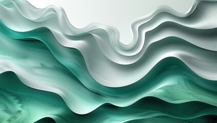 Obraz premium Abstract Wave Pattern in White and Green