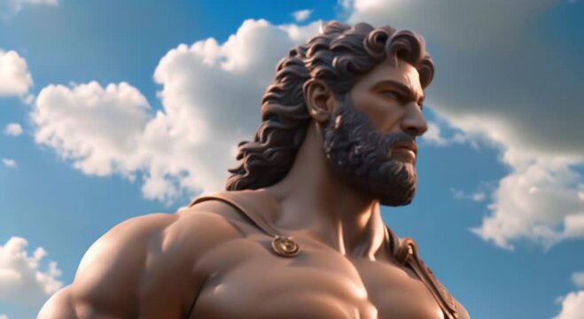 hercules 3d render on blue sky background