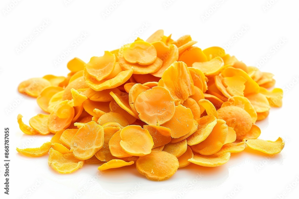 Sticker masoor bean chips healthy orange snack crispy organic crunchies on white background