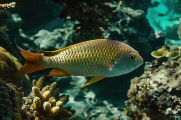 Fish at coral reef underwater dive