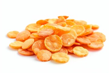 Masoor bean chips healthy orange snack on white background