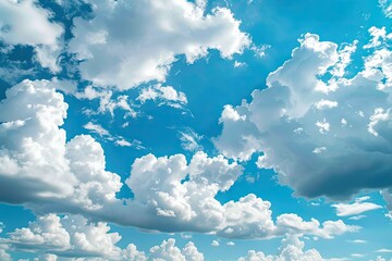 Fluffy cumulus clouds in blue sky background time lapse video loop