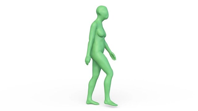 歩く中年女性のイメージ　3DCGレンダリング